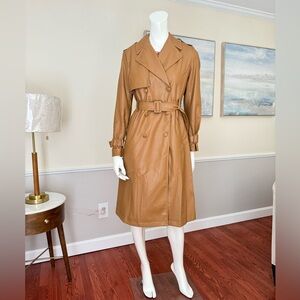 Elie Tahari Tan Faux Leather Trench Coat NWT